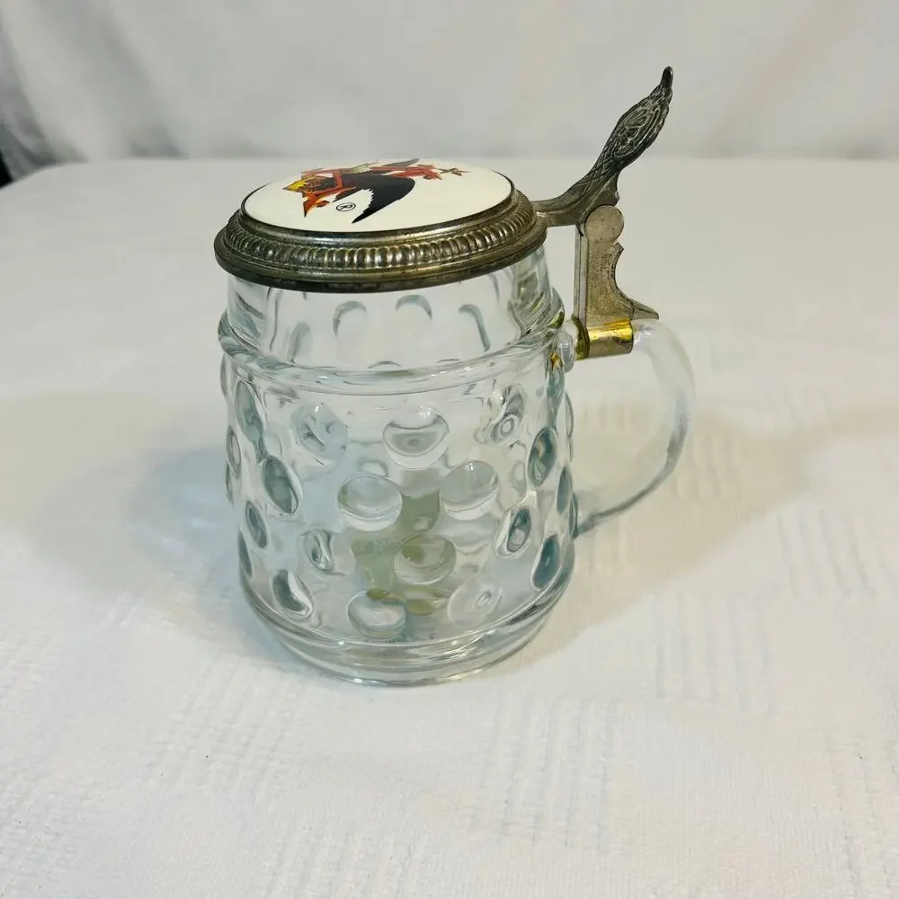 Anheuser Busch Clear Hob Nail Beer Stein w Pewter Lid BMF Bierseidel W Germany